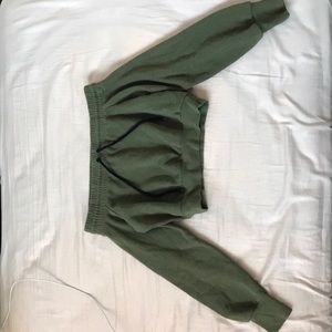 cropped green off the shoulder long sleeve